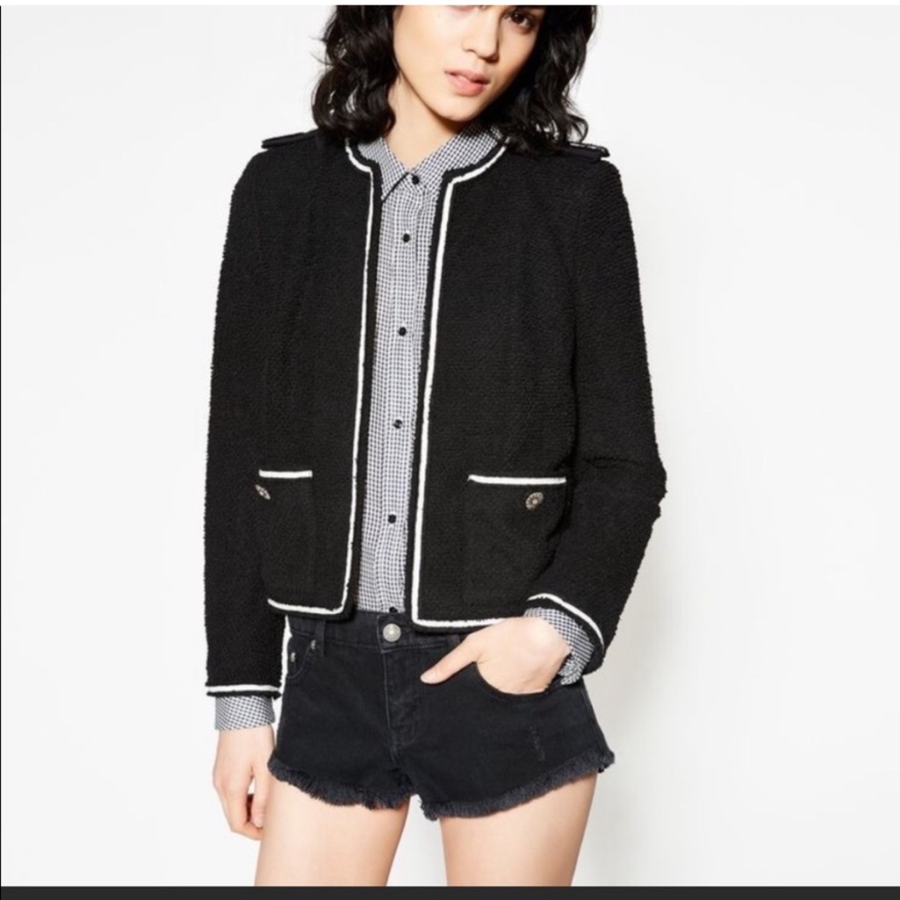 The Kooples Black and White Nubby Cardigan Style Jacket 38 / approx 6 / S-M